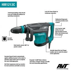 Makita HM1213C AVT Corded Demolition Hammer Compatible W/ SDS-MAX Bits Tools & Equipment