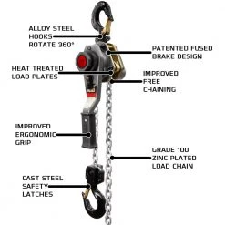JET 376301 JLH-150WO-10 1-1/2 Ton 10 Ft Lever Hoist W/ Overload Protection