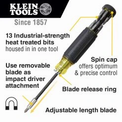 Klein 32303 14-in-1 Lightweight Multi-Bit Adjustable Length Screwdriver Tools & Equipment