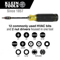 Klein 32304 14-in-1 HVAC Adjustable-Length Impact Screwdriver W/ Flip Socket Tools & Equipment