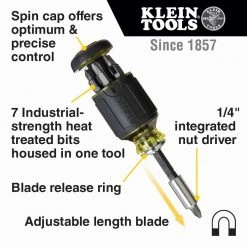 Tools & Equipment Klein 32308 8-in-1 Lightweight Multi-Bit Adjustable Length Stubby Screwdriver