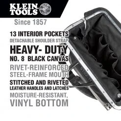 Tools & Equipment Klein 510216SPBLK 16 Inch Deluxe Black Canvas Tool Bag