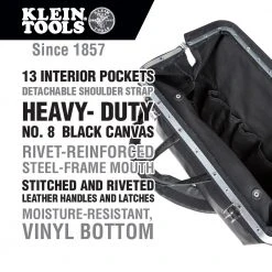 Klein 510218SPBLK 18 Inch Deluxe Black Canvas Tool Bag Tools & Equipment