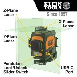 Tools & Equipment Klein 93PLL Cordless Rechargeable Li-Ion Self-Leveling Green Planar Laser Level