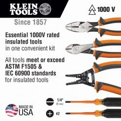 Klein 94130 1000V Insulated Professional Combo Tool Kit 5-PC Tools & Equipment