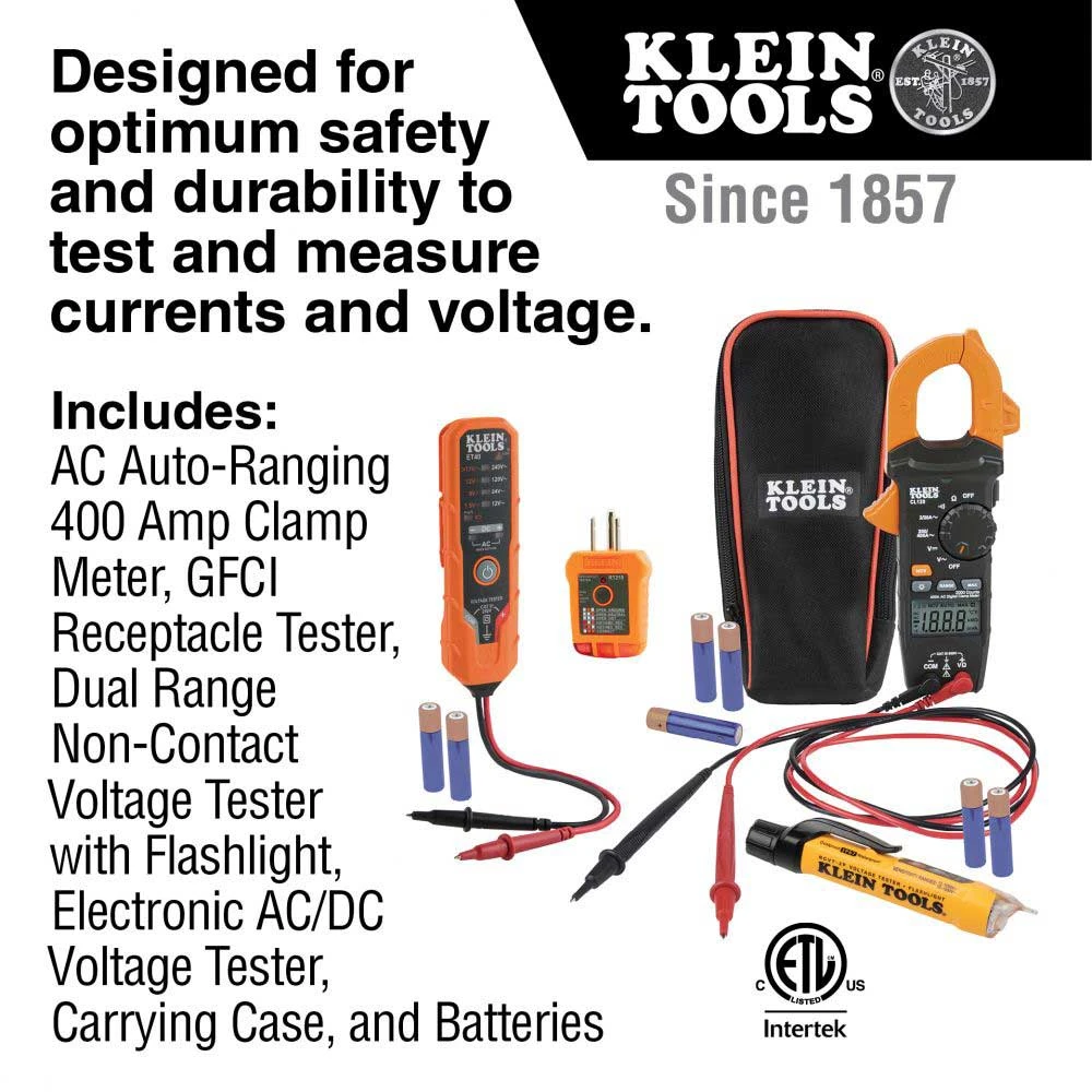Klein CL120VP AC/DC Voltage Clamp Meter Electrical Test Kit W/LCD 4 Klein CL120VP AC/DC Voltage Clamp Meter Electrical Test Kit W/LCD