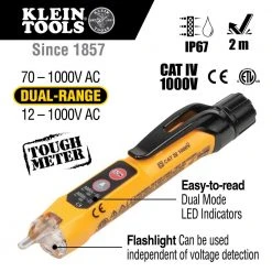 Klein RT250KIT Premium Non Contact Voltage GFCI Receptacle Electrical Test Kit