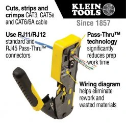 Klein VDV226-110 Ratcheting Cable Crimpers / Stripper / Cutter For Pass Thru