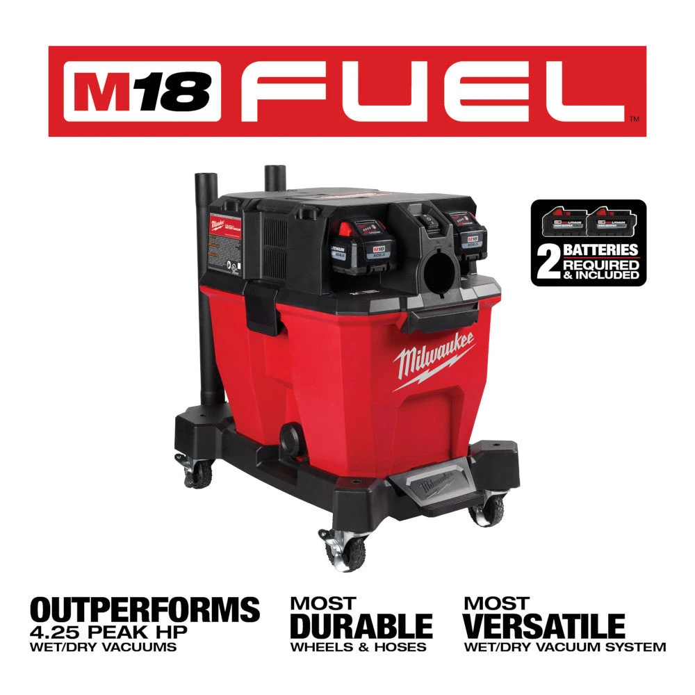 Milwaukee 0920-22HD M18 FUEL 9 Gallon Dual-Battery Wet/Dry Vacuum Kit with 2 Batteries & Charger 5 Milwaukee 0920-22HD M18 FUEL 9 Gallon Dual-Battery Wet/Dry Vacuum Kit Tools & Equipment