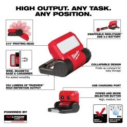Tools & Equipment Milwaukee 2114-21 550-Lumen USB Rechargeable Rover Pivoting Flood Light 14 Tools & Equipment Milwaukee 2114-21 550-Lumen USB Rechargeable Rover Pivoting Flood Light