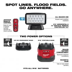 Milwaukee 2123-21HD M18 Utility Remote Control Search Light Kit W/ Portable Base Tools & Equipment