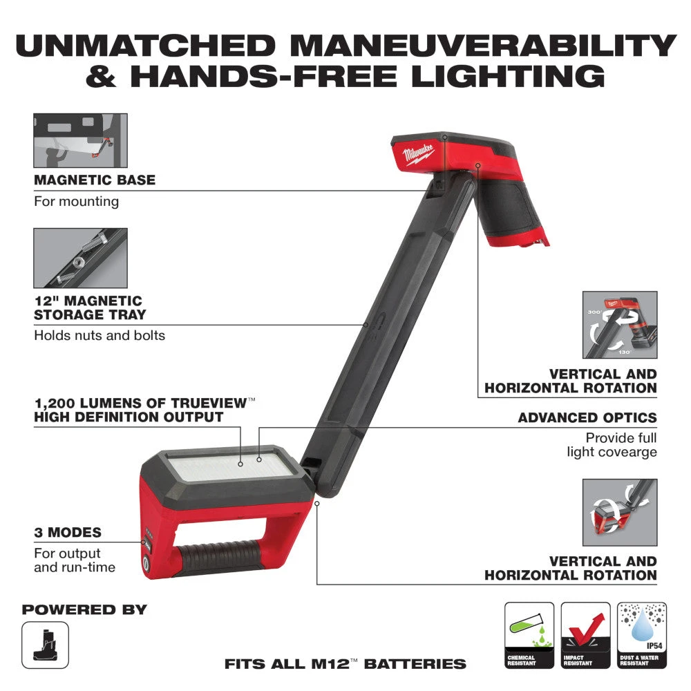 Tools & Equipment Milwaukee 2126-21XC M12 1200 Lumens Cordless Underbody Light Kit 9 Tools & Equipment Milwaukee 2126-21XC M12 1200 Lumens Cordless Underbody Light Kit