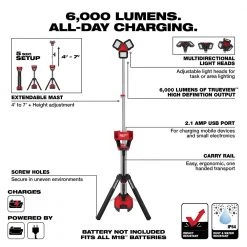 Tools & Equipment Milwaukee 2136-20 M18 18V ROCKET 6000 Lumens Li-Ion Tower Light - Bare Tool
