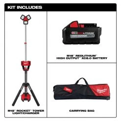 Milwaukee 2136-21 M18 18V ROCKET 6000 Lumens Cordless Tower Light/Charger Kit