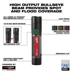 Tools & Equipment Milwaukee 2160-21 800 Lumen USB Rechargeable LED Twist Focus Flashlight