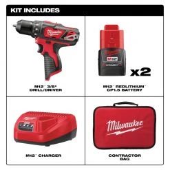 Tools & Equipment Milwaukee 2407-22 M12 12V 3/8" Drill/Driver Kit
