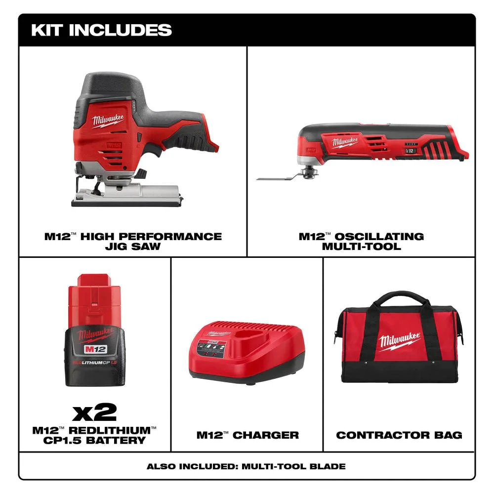 Milwaukee 2445-22MT M12 Cordless Lithium-Ion Oscillating 2 Tool Combo Kit Tools & Equipment 4 Milwaukee 2445-22MT M12 Cordless Lithium-Ion Oscillating 2 Tool Combo Kit Tools & Equipment