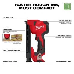Milwaukee 2448-20 M12 12V Cordless Li-Ion Brushed Cable Stapler - Bare Tool