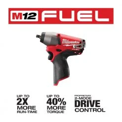 Milwaukee 2454-20 M12 FUEL 12V 3/8" Impact Wrench W/ Belt Clip - Bare Tool