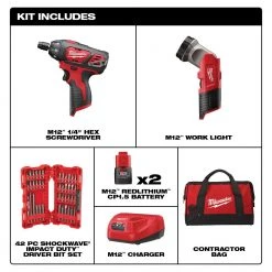 Tools & Equipment Milwaukee 2482-22 M12 12V Cordless Lithium-Ion Screwdriver Flashlight Combo Kit 11 Tools & Equipment Milwaukee 2482-22 M12 12V Cordless Lithium-Ion Screwdriver Flashlight Combo Kit