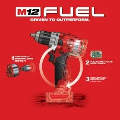 Milwaukee 2504-20 M12 FUEL 12V 1/2-Inch M12 FUEL Hammer Drill - Bare Tool 18 Milwaukee 2504-20 M12 FUEL 12V 1/2-Inch M12 FUEL Hammer Drill - Bare Tool