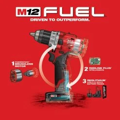 Tools & Equipment Milwaukee 2504-22 M12 FUEL 12V 1/2-Inch 4.0Ah M12 FUEL Hammer Drill Kit