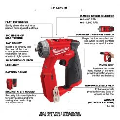 Milwaukee 2505-20 M12 FUEL 12V 4-in-1 Installation Drill/Driver -Bare Tool