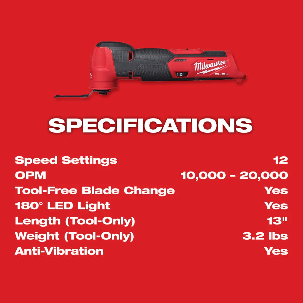 Milwaukee 2526-20 M12 12V Cordless Oscillating Multi-Tool - Bare Tool 9 Milwaukee 2526-20 M12 12V Cordless Oscillating Multi-Tool - Bare Tool
