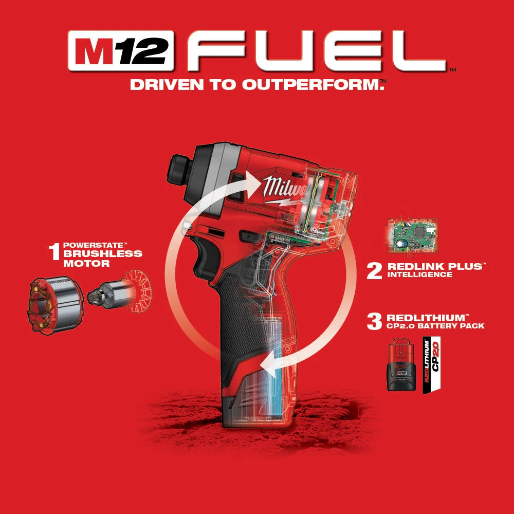 Milwaukee 2553-22 M12 FUEL 12V 1/4-Inch Hex Impact Driver Kit Tools & Equipment 9 Milwaukee 2553-22 M12 FUEL 12V 1/4-Inch Hex Impact Driver Kit Tools & Equipment