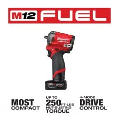 Milwaukee M12 2554-22 M12 FUEL 12V 3/8-Inch Cordless Stubby Impact Wrench Kit Tools & Equipment
