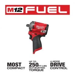Tools & Equipment Milwaukee M12 2555-20 M12 FUEL 12V 1/2-Inch Stubby Impact Wrench - Bare Tool