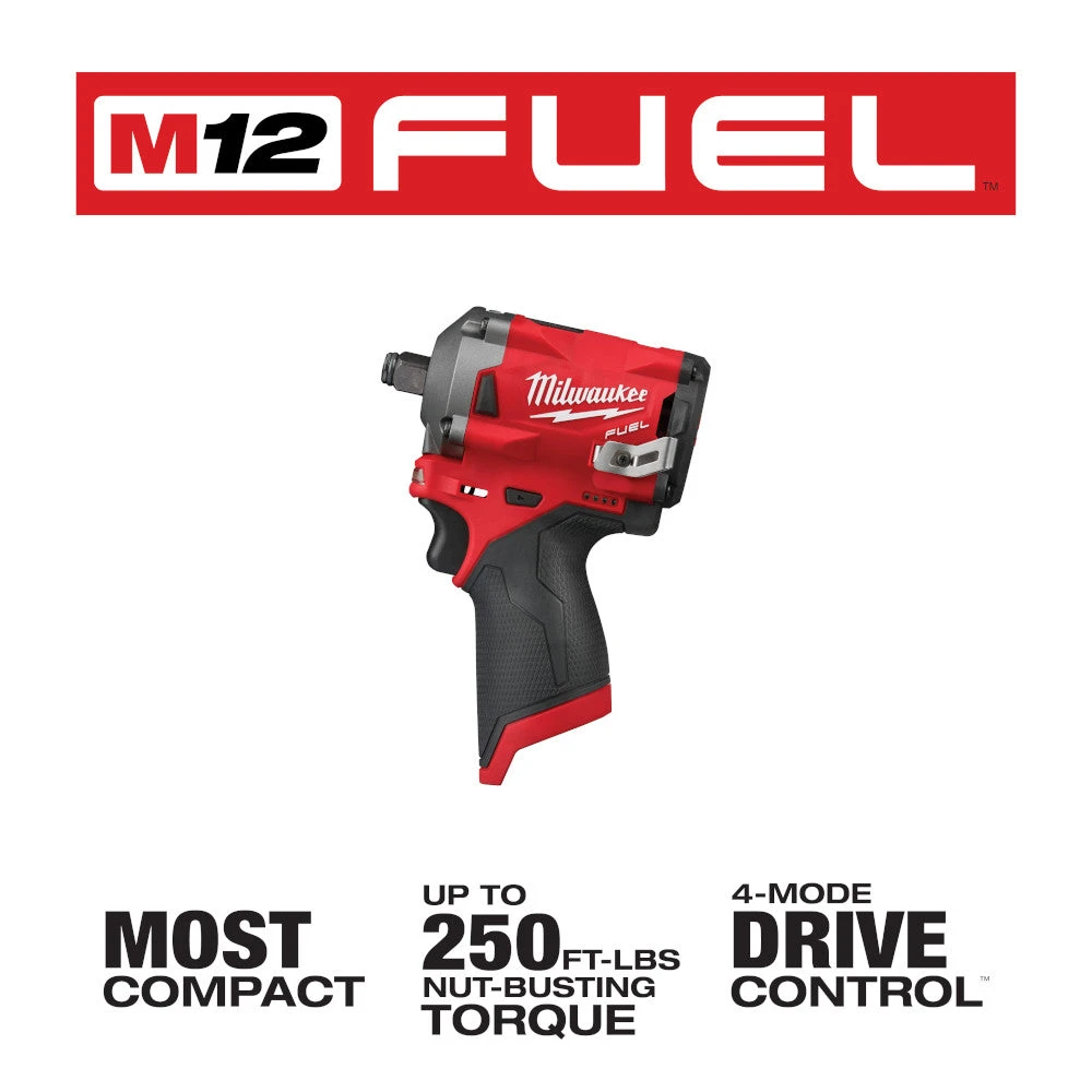 Tools & Equipment Milwaukee M12 2555-20 M12 FUEL 12V 1/2-Inch Stubby Impact Wrench - Bare Tool 4 Tools & Equipment Milwaukee M12 2555-20 M12 FUEL 12V 1/2-Inch Stubby Impact Wrench - Bare Tool