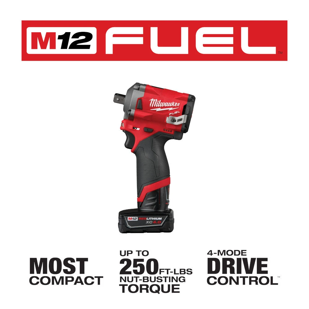 Tools & Equipment Milwaukee 2555P-22 M12 FUEL 12V 1/2-Inch Stubby Pin Impact Wrench Kit 5 Tools & Equipment Milwaukee 2555P-22 M12 FUEL 12V 1/2-Inch Stubby Pin Impact Wrench Kit