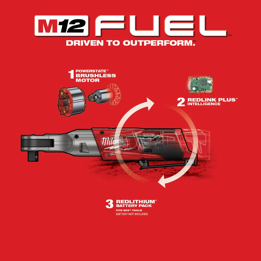 Milwaukee 2558-20 M12 FUEL 12V 1/2-Inch 60-Ft-Lbs. Cordless Ratchet - Bare Tool 8 Milwaukee 2558-20 M12 FUEL 12V 1/2-Inch 60-Ft-Lbs. Cordless Ratchet - Bare Tool