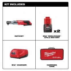 Milwaukee 2558-22 M12 FUEL 12V 1/2-Inch 60-Ft-Lbs. Li-Ion Cordless Ratchet Kit