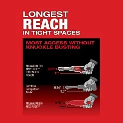 Tools & Equipment Milwaukee 2559-20 M12 FUEL 12V 1/4 Inch Extended Reach Ratchet Bare Tool 18 Tools & Equipment Milwaukee 2559-20 M12 FUEL 12V 1/4 Inch Extended Reach Ratchet Bare Tool