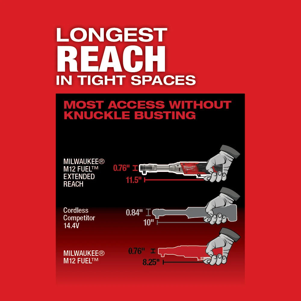 Milwaukee 2560-20 M12 FUEL 12V 3/8 Inch Extended Reach Ratchet Bare Tool 6 Milwaukee 2560-20 M12 FUEL 12V 3/8 Inch Extended Reach Ratchet Bare Tool