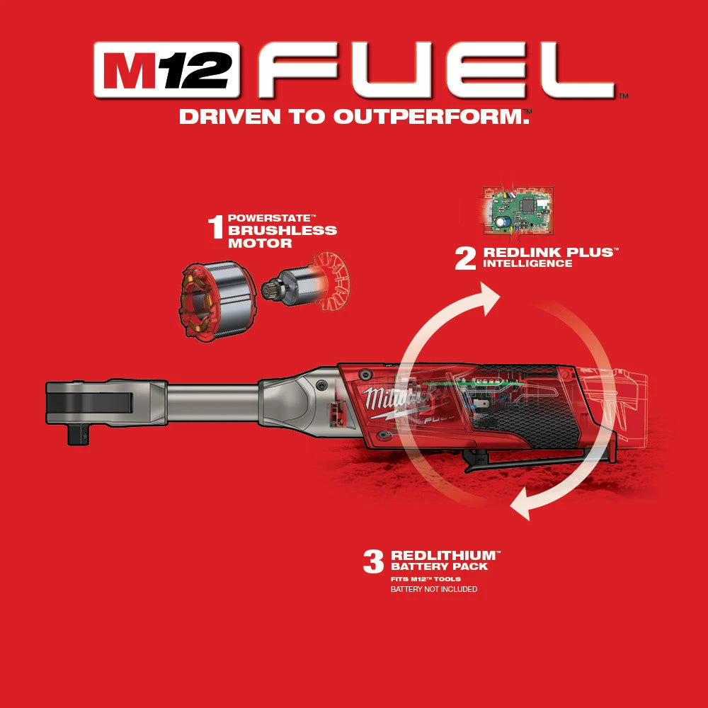 Milwaukee 2560-20 M12 FUEL 12V 3/8 Inch Extended Reach Ratchet Bare Tool 8 Milwaukee 2560-20 M12 FUEL 12V 3/8 Inch Extended Reach Ratchet Bare Tool