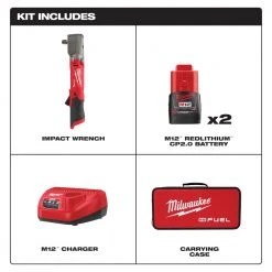 Milwaukee 2565-22 M12 FUEL 12V 1/2" Cordless Right Angle Impact Wrench Kit Tools & Equipment