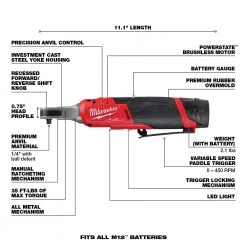 Milwaukee 2566-22 M12 FUEL 12V 1/4