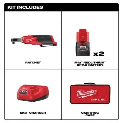 Tools & Equipment Milwaukee 2567-22 M12 FUEL 12V 3/8" Brushless Li-Ion High Speed Ratchet Kit 15 Tools & Equipment Milwaukee 2567-22 M12 FUEL 12V 3/8