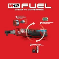 Tools & Equipment Milwaukee 2567-22 M12 FUEL 12V 3/8" Brushless Li-Ion High Speed Ratchet Kit 18 Tools & Equipment Milwaukee 2567-22 M12 FUEL 12V 3/8