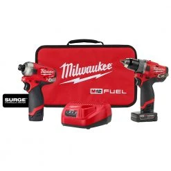Tools & Equipment Milwaukee 2582-22 M12 FUEL 12V SURGE Driver 1/2 Inch Drill 2 Piece Combo