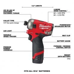 Tools & Equipment Milwaukee 2582-22 M12 FUEL 12V SURGE Driver 1/2 Inch Drill 2 Piece Combo