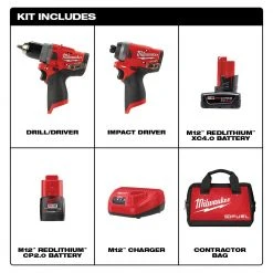 Milwaukee 2596-22 M12 FUEL 12V 2-Tool Drill Driver/Hex Impact Driver Combo Kit