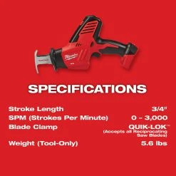 Tools & Equipment Milwaukee 2625-20 M18 18V HACKZALL Reciprocating Saw - Bare Tool
