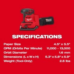 Milwaukee 2649-20 M18 18V Cordless Orbital Sheet Sander - Bare Tool | 1/4" Sheet Size | Power Tools & Equipment 16 Tools & Equipment Milwaukee 2649-20 M18 18V 1/4