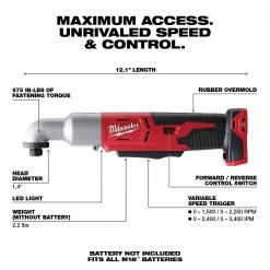Milwaukee 2667-20 M18 18V 1/4-Inch Right Angle Impact Driver - Bare Tool Tools & Equipment
