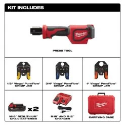 Milwaukee 2674-22P M18 18V Li-Ion Short Throw Press Tool Kit with PEX Crimp Jaws - Tools & Equipment 15 Tools & Equipment Milwaukee 2674-22P M18 18V Li-Ion Short Throw Press Tool Kit W/ PEX Crimp Jaws