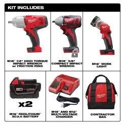 Tools & Equipment Milwaukee 2696-23 M18 18V Cordless Power Lithium-Ion 3-Tool Combo Kit